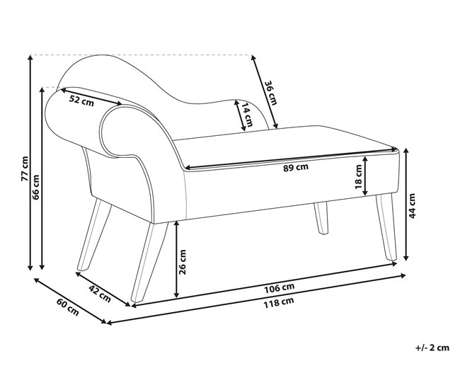 Beliani Chaise longue izquierdo Terciopelo BIARRITZ Azul Marino