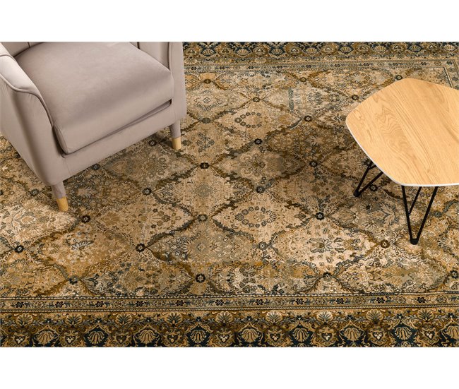 Alfombra de lana SUPERIOR Grenada Marco diamantes oriental 170x235 Verde