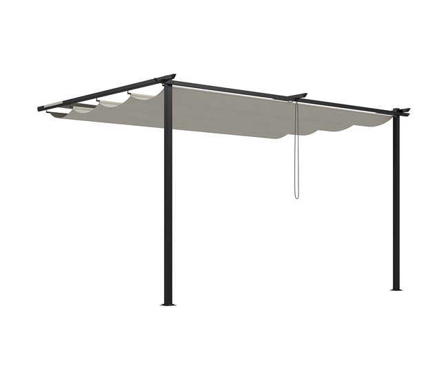 Pérgola de Pared Poliéster, Acero Outsunny Crudo