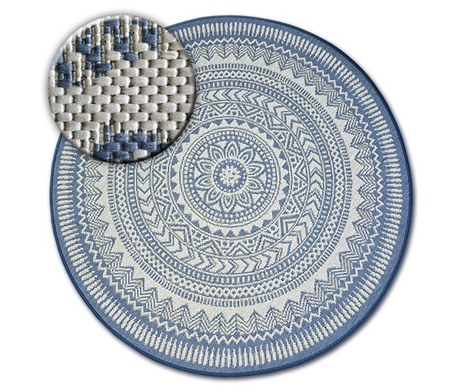 Alfombra de cuerda sisal FLAT círculo Vidriero 120x120 Azul