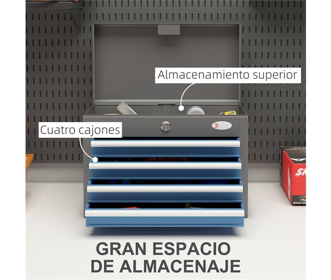 Caja de Herramientas Acero DURHAND Gris