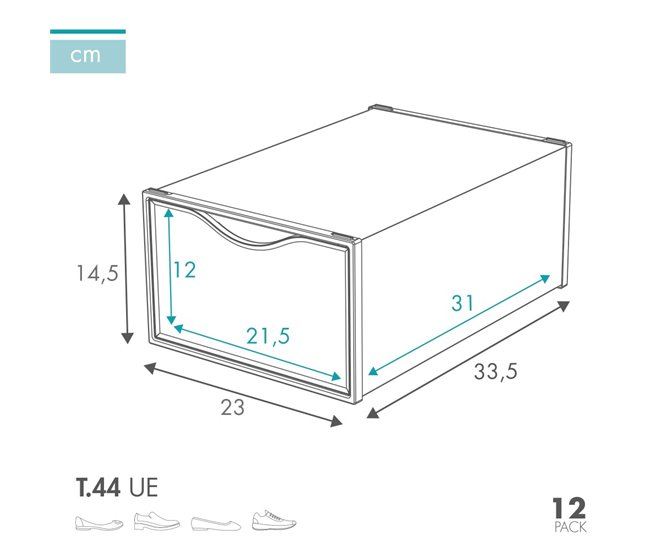 Pack 12 cajas zapatos plástico apilables y antivuelco Max Home Blanco
