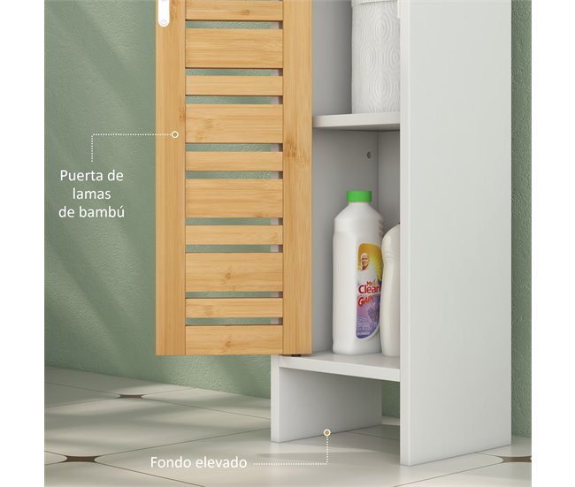 Columna de Baño MDF, Bambú HOMCOM, hogar - baño Blanco