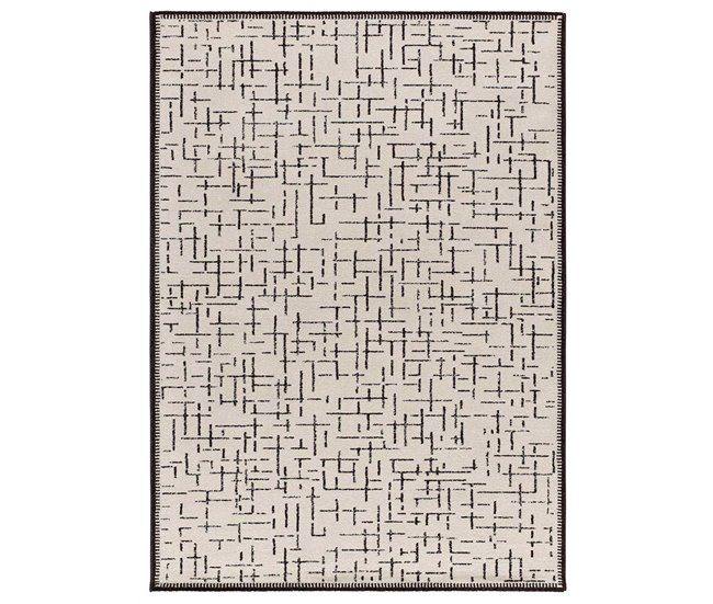 Alfombra abstracta en blanco y negro RETRO - ATTICGO 133x190 Blanco