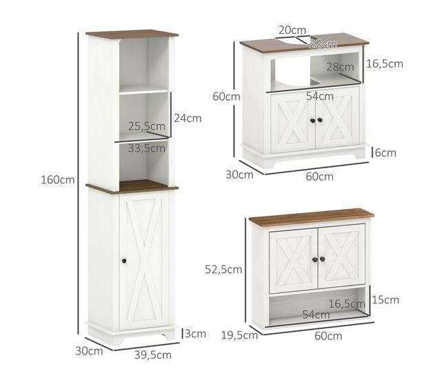 Conjunto de Baño Melamina de Madera kleankin Multicolor