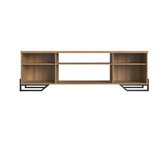Mesa Television Estilo Industrial Con Estantes Negro/ Madera