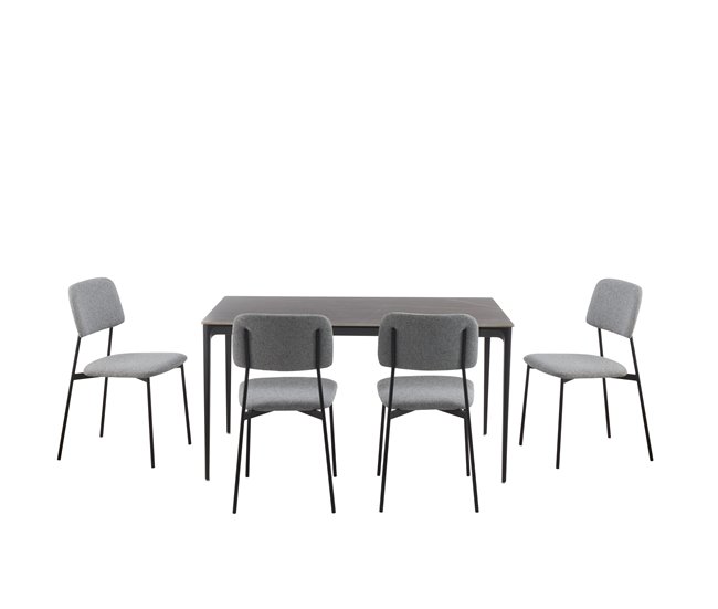 Set de comedor 1 mesa y 4 sillas gris STONE Gris