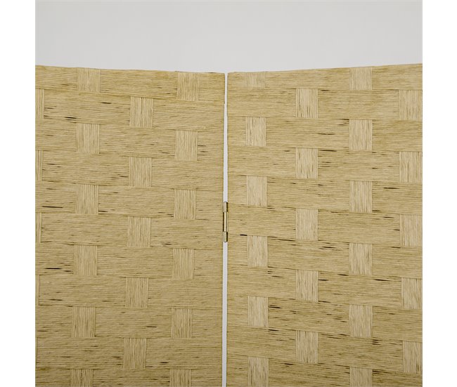 Biombo Separador Cuerda de Papel, Madera de Pino HOMCOM Marron