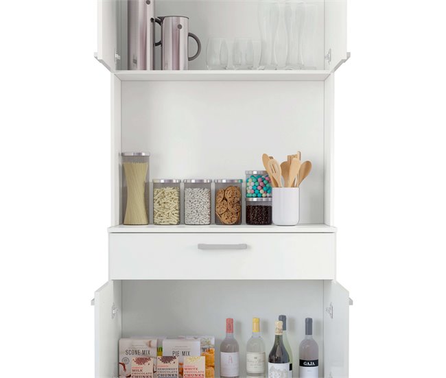 Armario Cocina Aparador 4 Puertas 1 Cajón Blanco