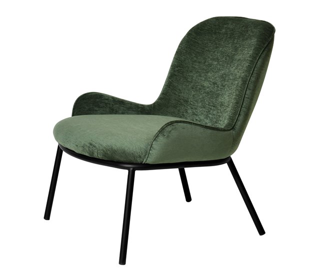 ALVIN - Sillón de tela y metal Verde
