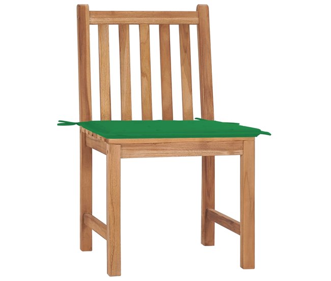 2 Sillas de jardín de madera maciza de teca con cojines Antracita