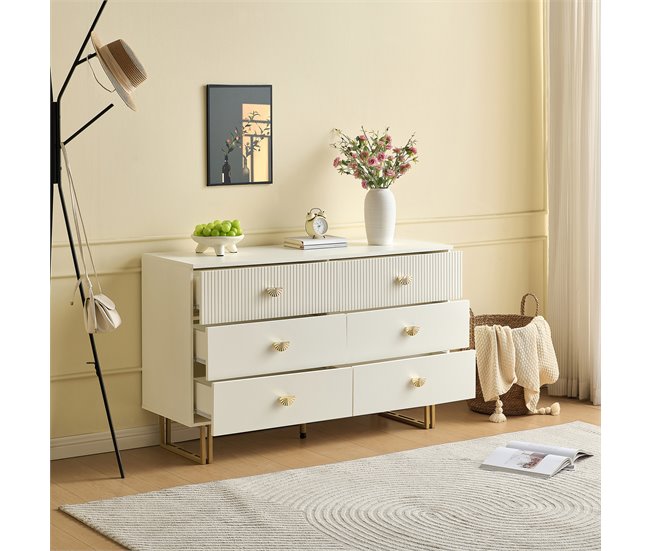 Cómoda doble con 6 cajónes Blanco