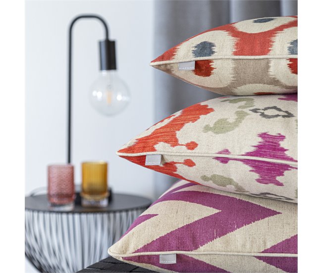 2 Fundas de cojín decorativo 85% algodón 15% lino MEENA Fucsia