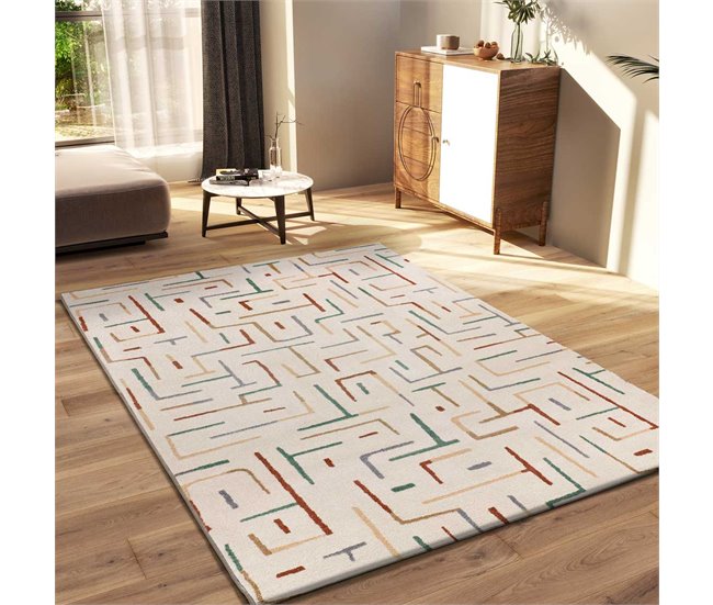 Alfombra de diseño geometrico BERUTI - ATTICGO 133x190 Beige