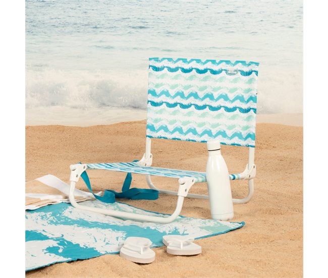 Aktive Silla baja plegable de playa con estructura de acero Azul