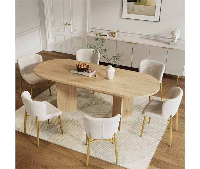 Conjunto comedor extensible 6 sillas vel Madera