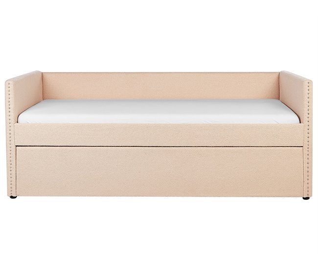 Beliani Cama con somier Bouclé TROYES 99x213 Beige