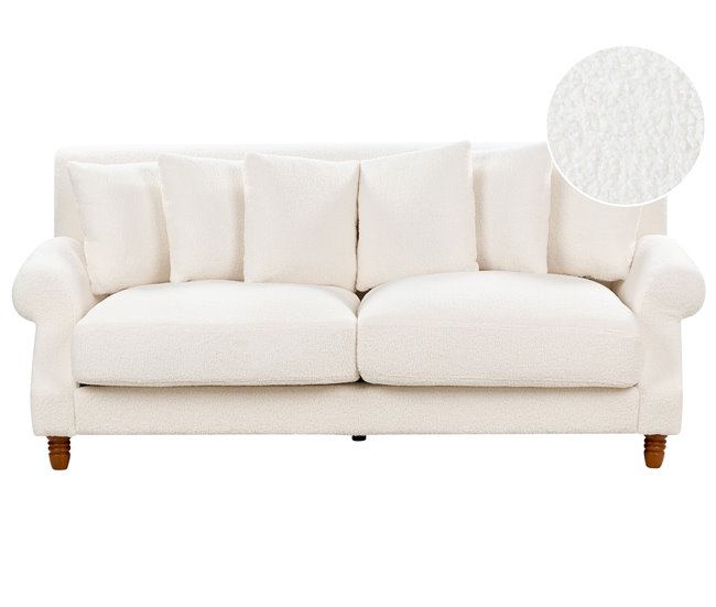 Beliani Sofá de 2 plazas Bouclé EIKE Crema