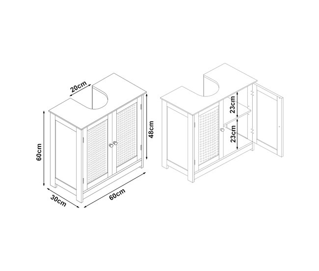 Mueble para debajo del lavabo Karlsøy con puertas MDF Blanco