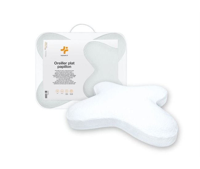 Almohada Mariposa Plana Viscoelástica Funda Algodón Blanco
