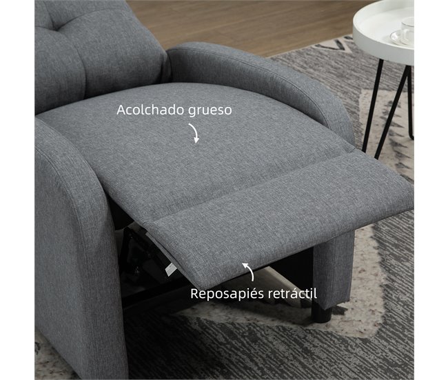 Sillón Relax Reclinable Poliéster, Espuma, Tablero Multicapa Gris