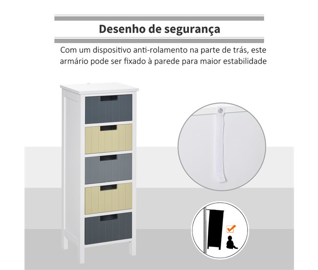Cómodo de Madera MDF HOMCOM, hogar - muebles de dormitorio 35 Multicolor