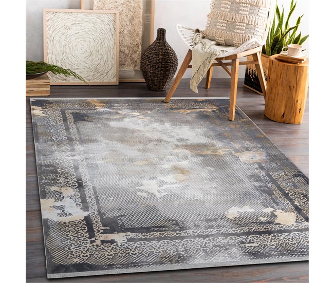 Alfombra LUCE 77 moderna Marco vintage Structural 134x190 Gris