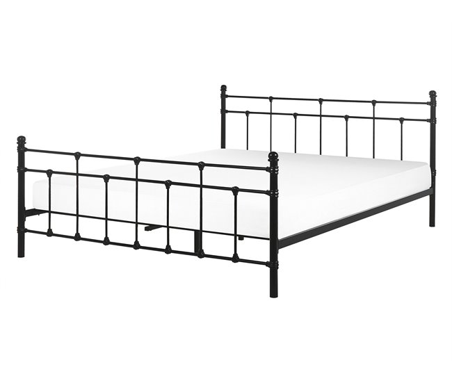 Beliani Cama con somier Metal LYNX 141x209 Negro