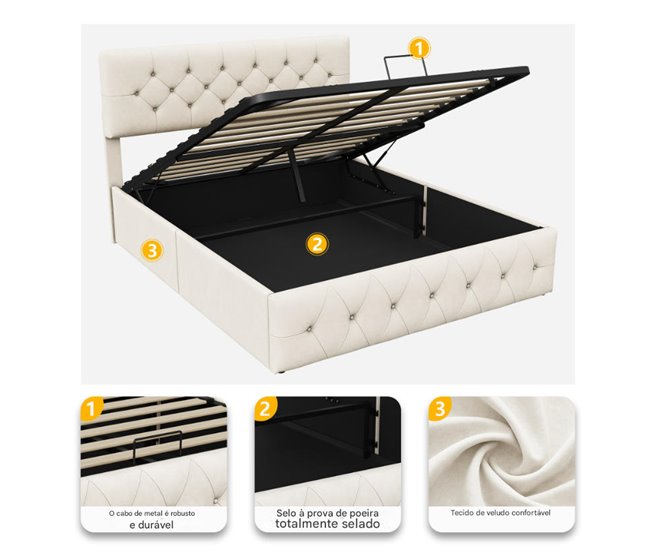 Cama, cama doble, cama funcional. 147x202 Beige