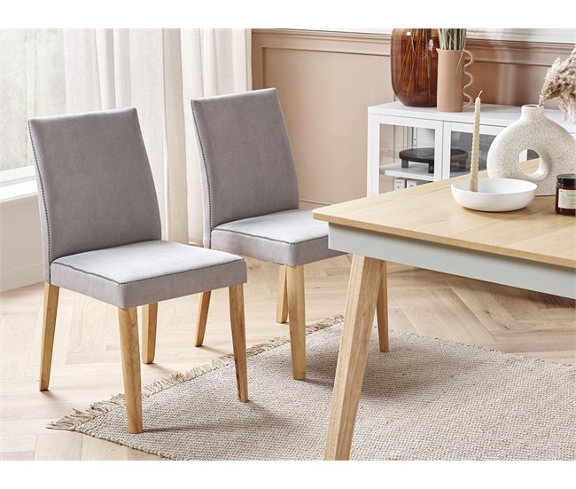 Beliani Silla de comedor PHOLA Gris Claro