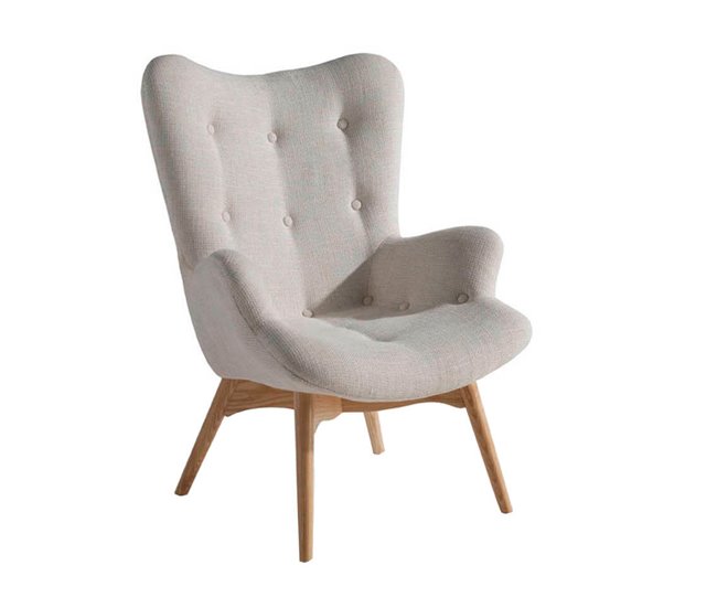 ANGEL CERDA Sillón tapizado tela capitoné Beige