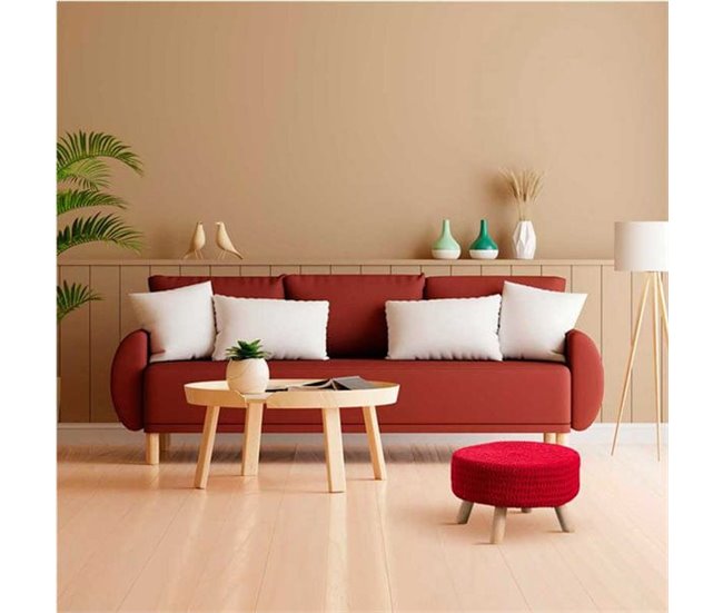 Puff Redondo Thinia Home Rojo