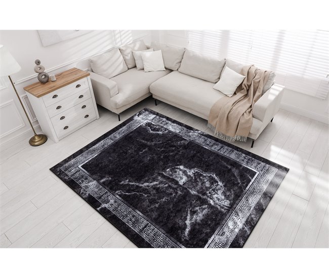Alfombra lavable MIRO 51278.810 Mármol griego 160x220 Negro