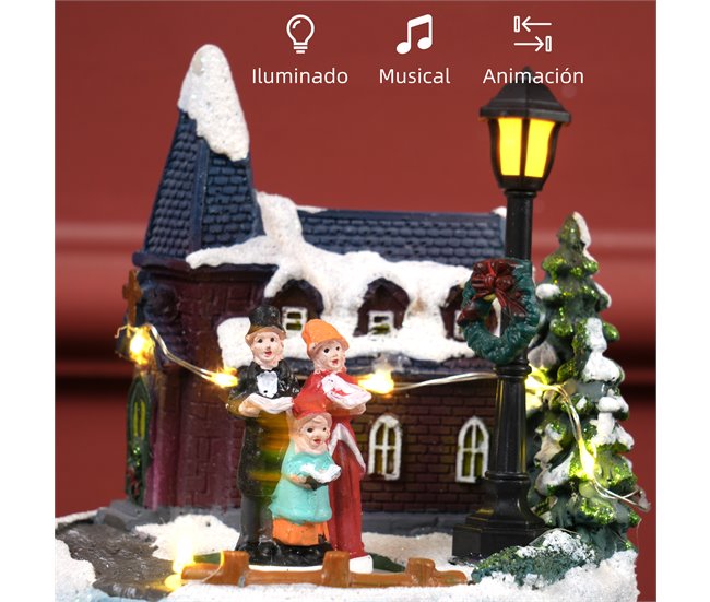 Pueblo Navideño Resina HOMCOM, hogar - decoración Multicolor