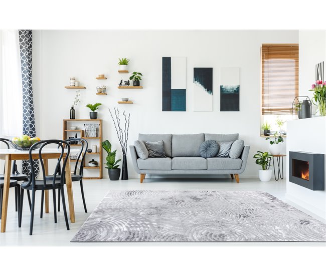 Alfombra MEFE moderna 8725 Huella dactilar Structural 80x150 Gris