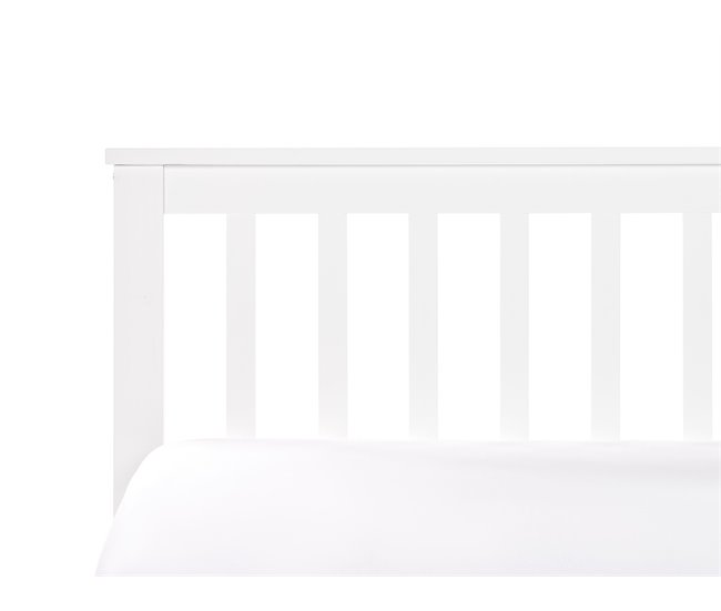 Beliani Cama Madera de pino OLENDON 169x206 Blanco