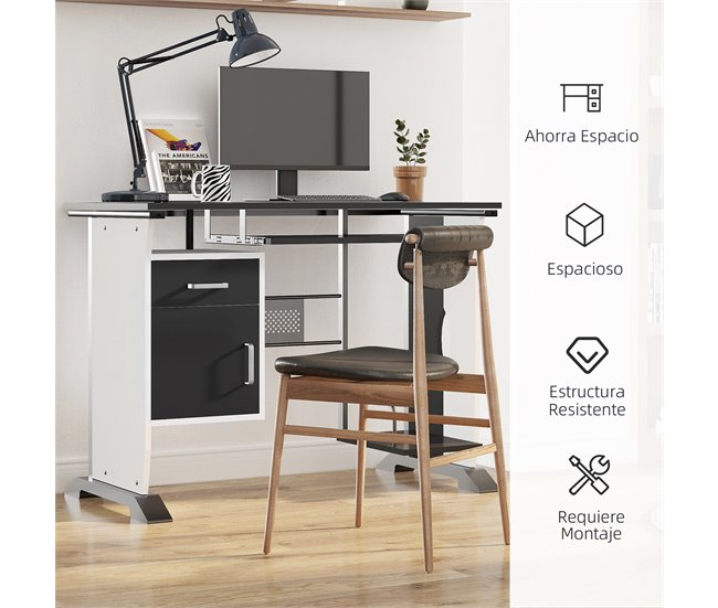 Mesa de Ordenador MDF,Metal HOMCOM, oficina - escritorios 100x52 Negro