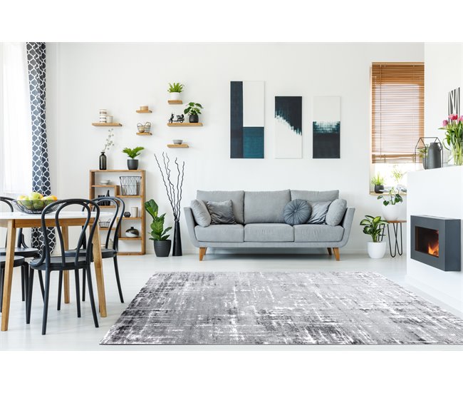 Alfombra MEFE moderna 8722 Líneas vintage Structural dos nivel 80x150 Gris