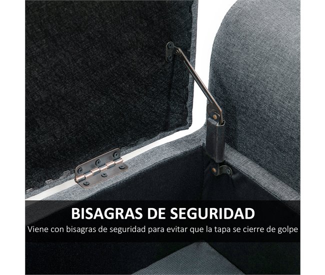 Banco Pie de Cama Poliéster, Espuma y Madera de Caucho HOMCOM Gris