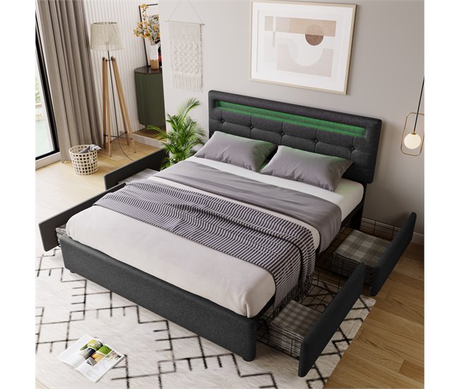 Camas de matrimonio 150x208 Gris