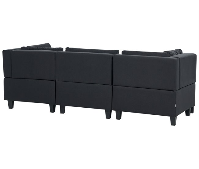 Beliani Sofá con reposapiés Poliéster UNSTAD Negro