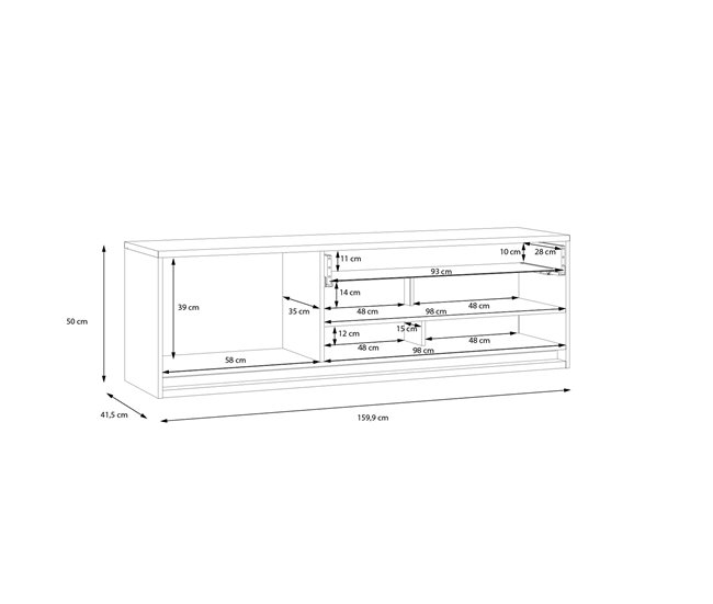 Mueble tv 1 puerta 1 cajón MONTREAL  Blanco Brillo