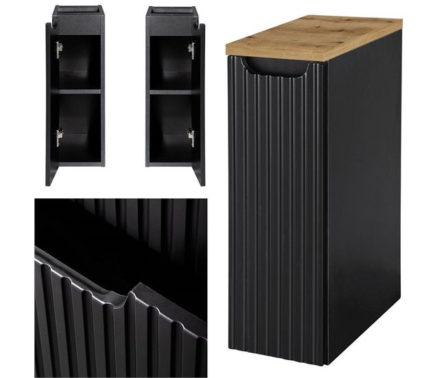 Mueble de baño bajo lavabo Newport con puerta 20 Negro/ Madera