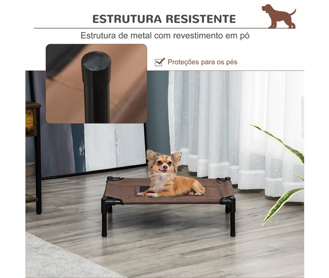 Cama Elevada para Mascotas Acero, Tela Oxford PawHut Marron