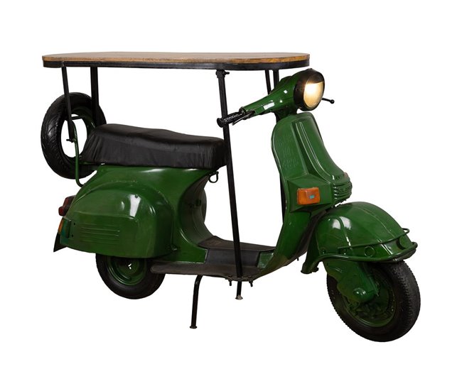 Barra botellero moto vespa de metal y madera Verde