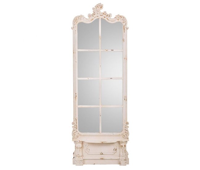 Espejo de madera Natural/ Blanco