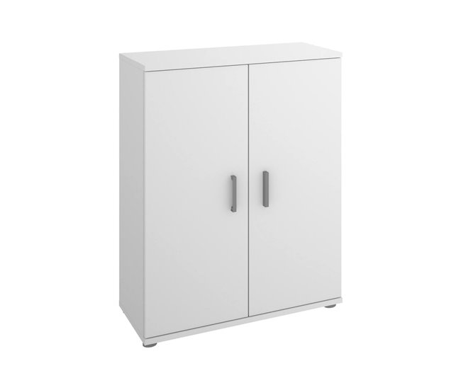 Armario multiusos 2 puertas efecto madera Blanco