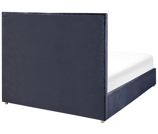 Beliani Cama con somier Terciopelo VERNOYES 148x214 Negro