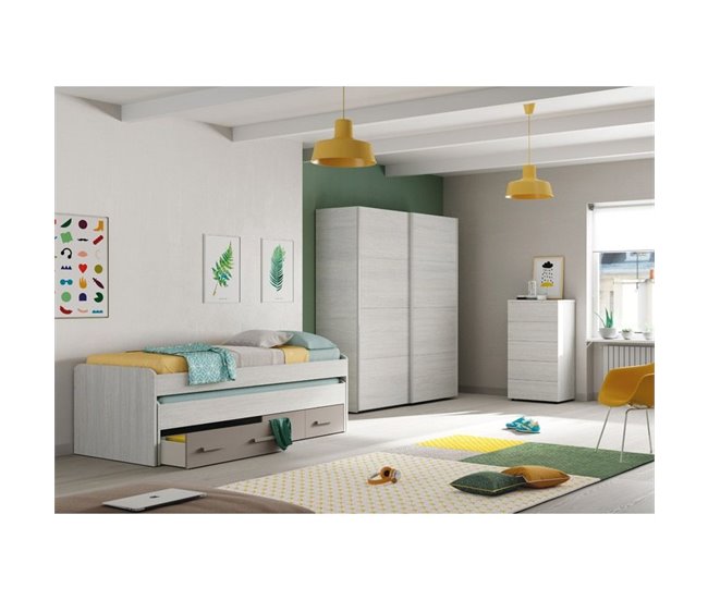 Cama doble juvenil Ares Blanco Veta