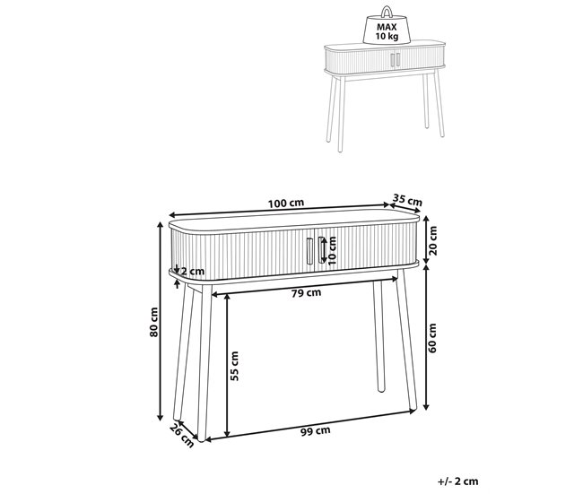 Beliani Mesa auxiliar SELAH Madera Clara